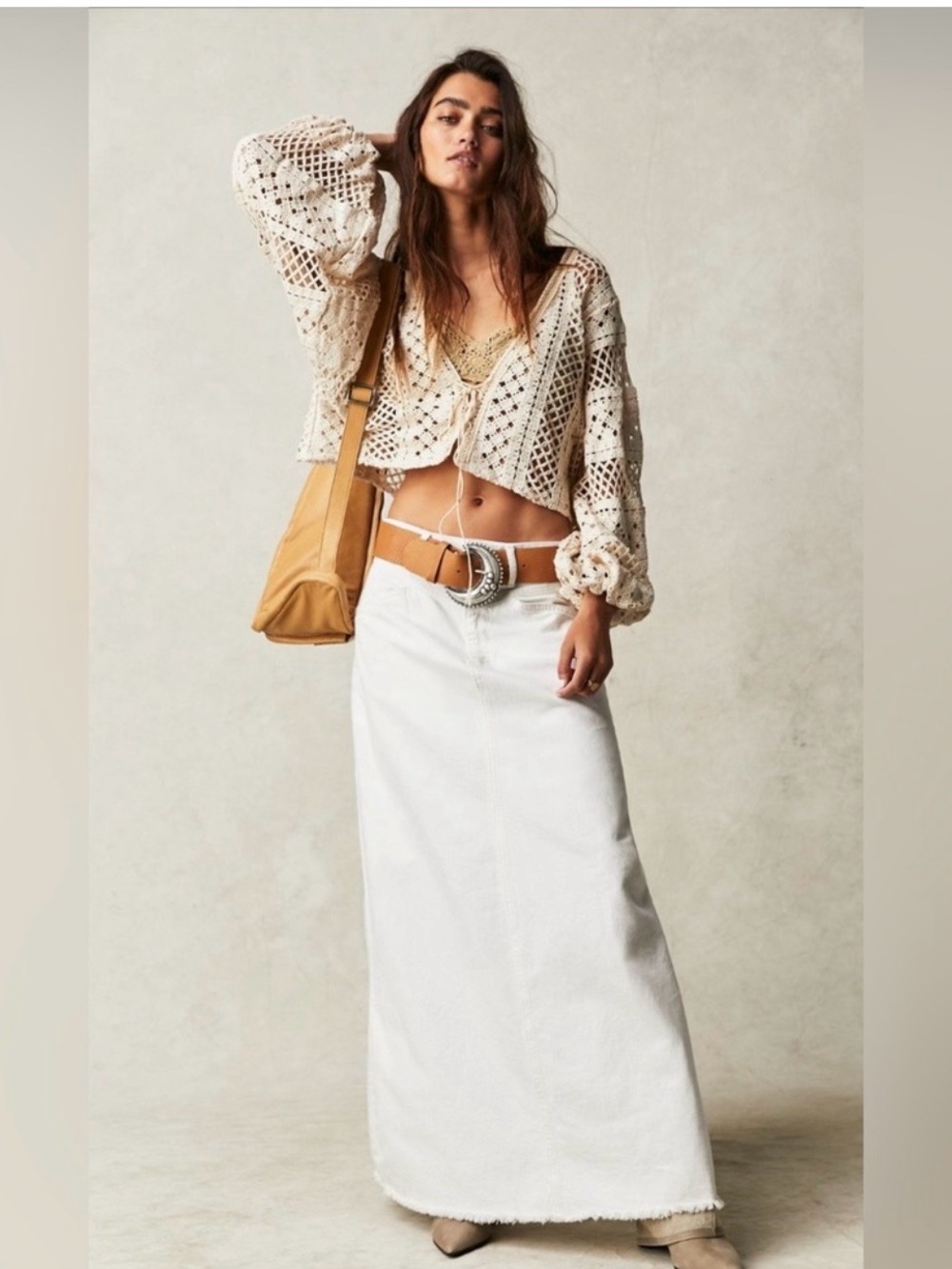 Free People White Maxi Skirt